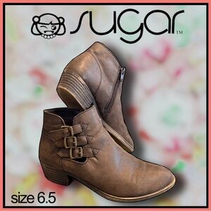 SUGAR tan leather ankle bootie SHOES size 6.5